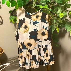 Banana republic peplum blouse. Deep green, black and beige size 12